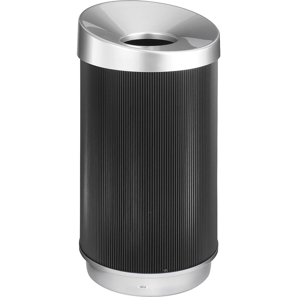 Safco At-Your-Disposal Vertex Waste Receptacle - 38 gal Capacity - Round - 38" Height x 36" Width x 20" Depth x 20" Diameter - Plastic - Black, Silver - 1 Each. Picture 1