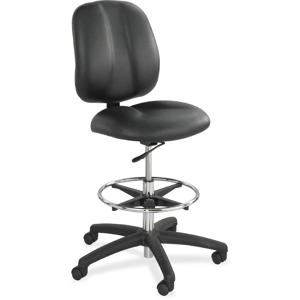 Safco Apprentice II Extended Height Armless Drafting Chair - Black Seat Color - Vinyl Seat Material - Vinyl Back Material - 5-star Base - Black - 1 Each. Picture 1