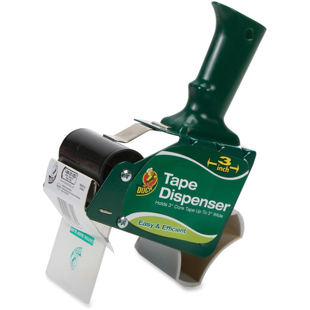 Duck Brand Brand Heavy-duty Wide Tape Gun - 3" Core - Adjustable Tension Mechanism - Metal, Plastic - Green - 1 Each. Picture 1