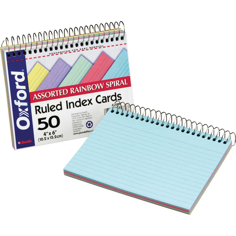 TOPS Oxford Spiral Bound Ruled Index Cards - Ruled - 6" x 4" - Perforated - 1 Each. Picture 1
