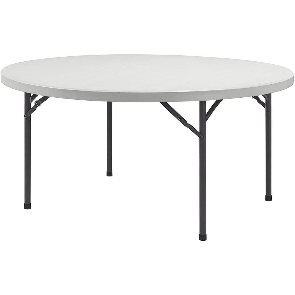 Lorell Ultra-Lite Banquet Folding Table - Round Top - 600 lb Capacity - 48" Table Top Diameter - 29.25" Height x 48" Width x 48" Depth - Indoor, Outdoor - Gray, Powder Coated - 1 Each. Picture 1