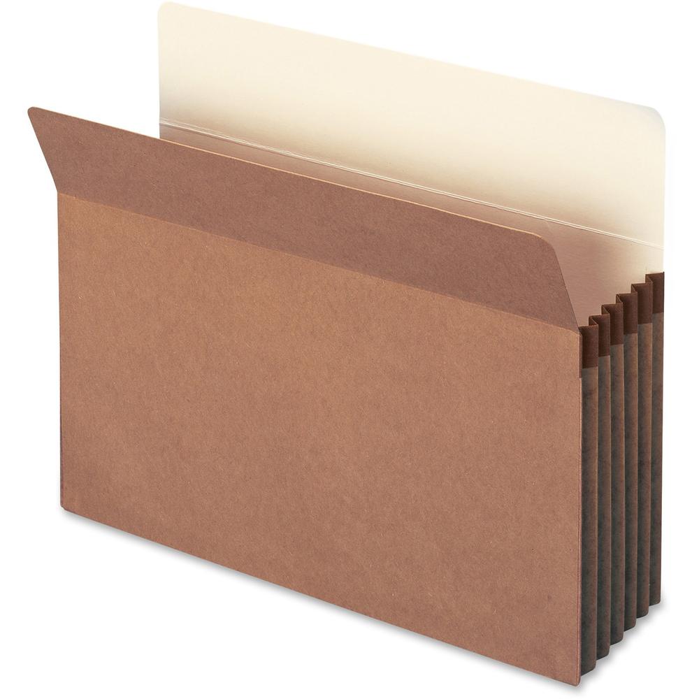 Smead Straight Tab Cut Letter Recycled File Pocket - 8 1/2" x 11" - 5 1/4" Expansion - Redrope - Tear Proof Gusset - 100% Recycled - 10 / Box. Picture 1