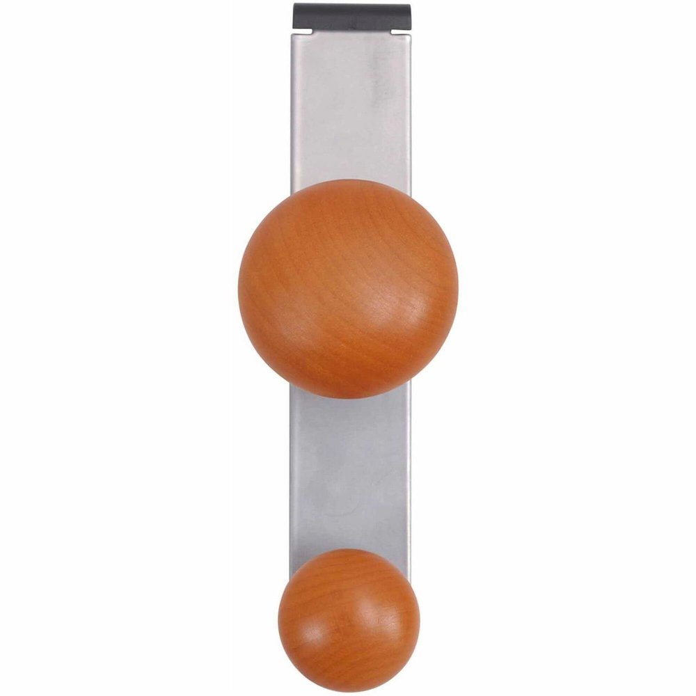 Alba Double Peg Garment Holder - 2 Pegs - 7.8" Height x 2.4" Width - for Garment - Silver, Brown - 1 Each. Picture 1