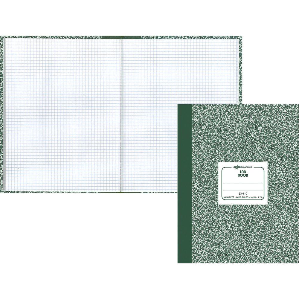 Rediform Lab Composition Notebook - 96 Sheets - Sewn - 7 7/8" x 10 1/8" Sheet Size - White Paper - Green Marble Cover - Recycled - 1 Each. Picture 1