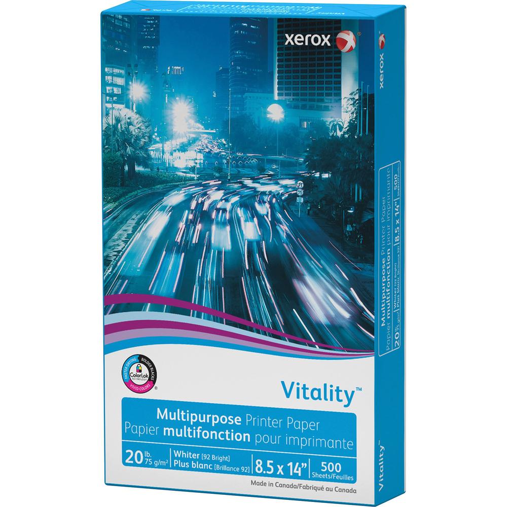 Xerox Copy Paper - White - 92 Brightness - 8 1/2" x 14" - 20 lb Basis Weight - 500 / Ream. Picture 1