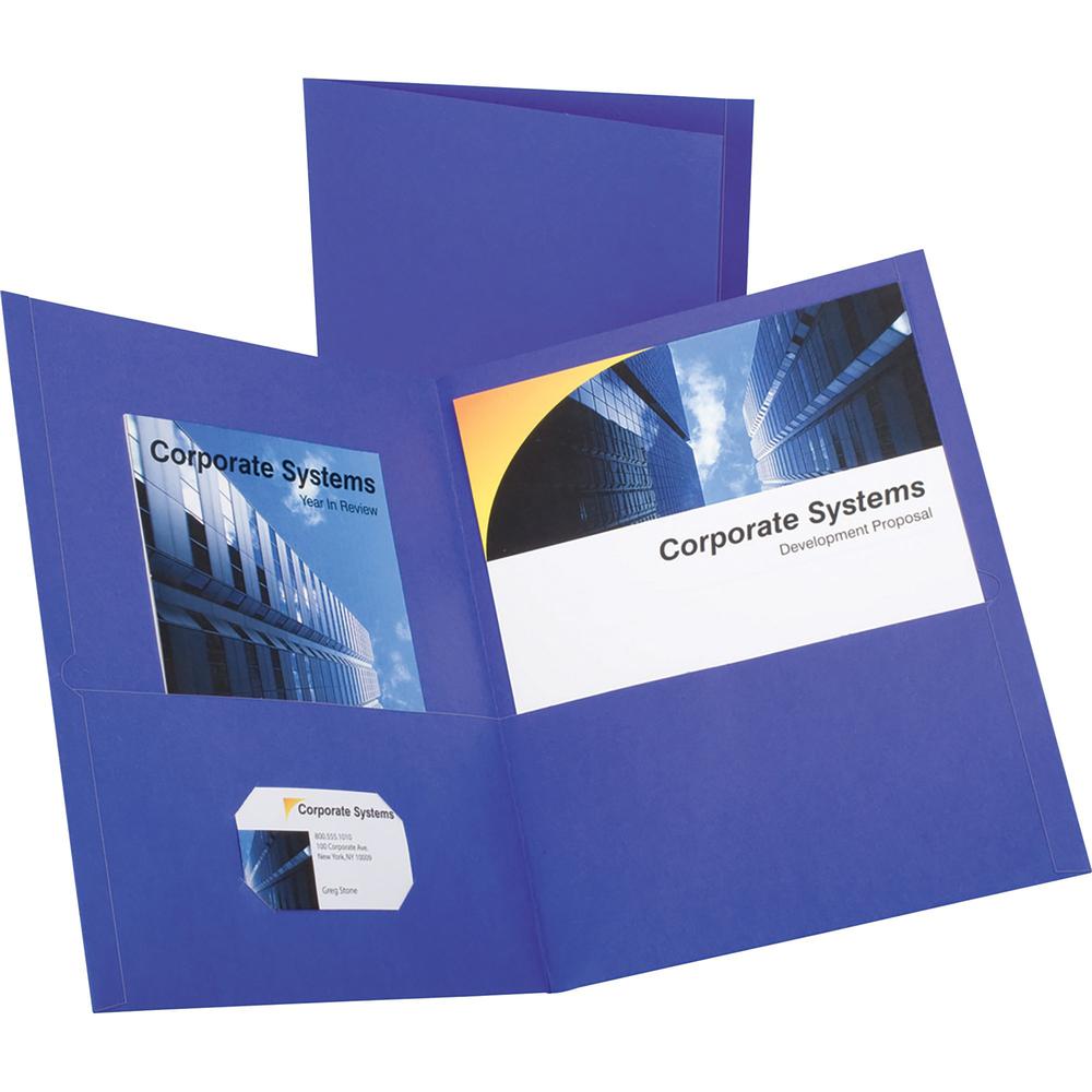 Oxford Letter Recycled Pocket Folder - 8 1/2" x 11" - 100 Sheets Capacity - 2 Inside Front & Back Pocket - Leatherette - Purple - Turned Edge - 10% Recycled - 25 / Box. Picture 1