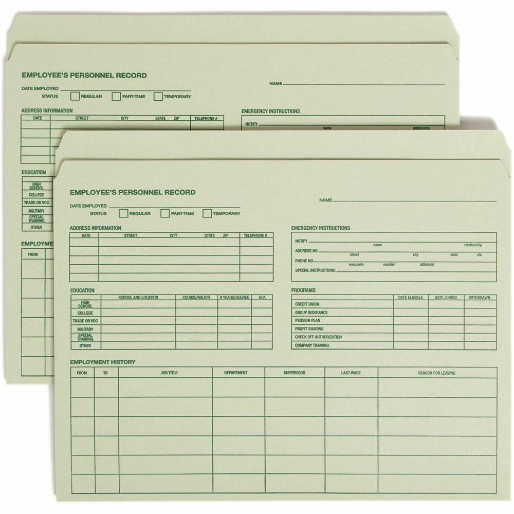 Smead Straight Tab Cut Letter Recycled Top Tab File Folder - 8 1/2" x 11" - Moss - 10% Recycled - 20 / Pack. Picture 1