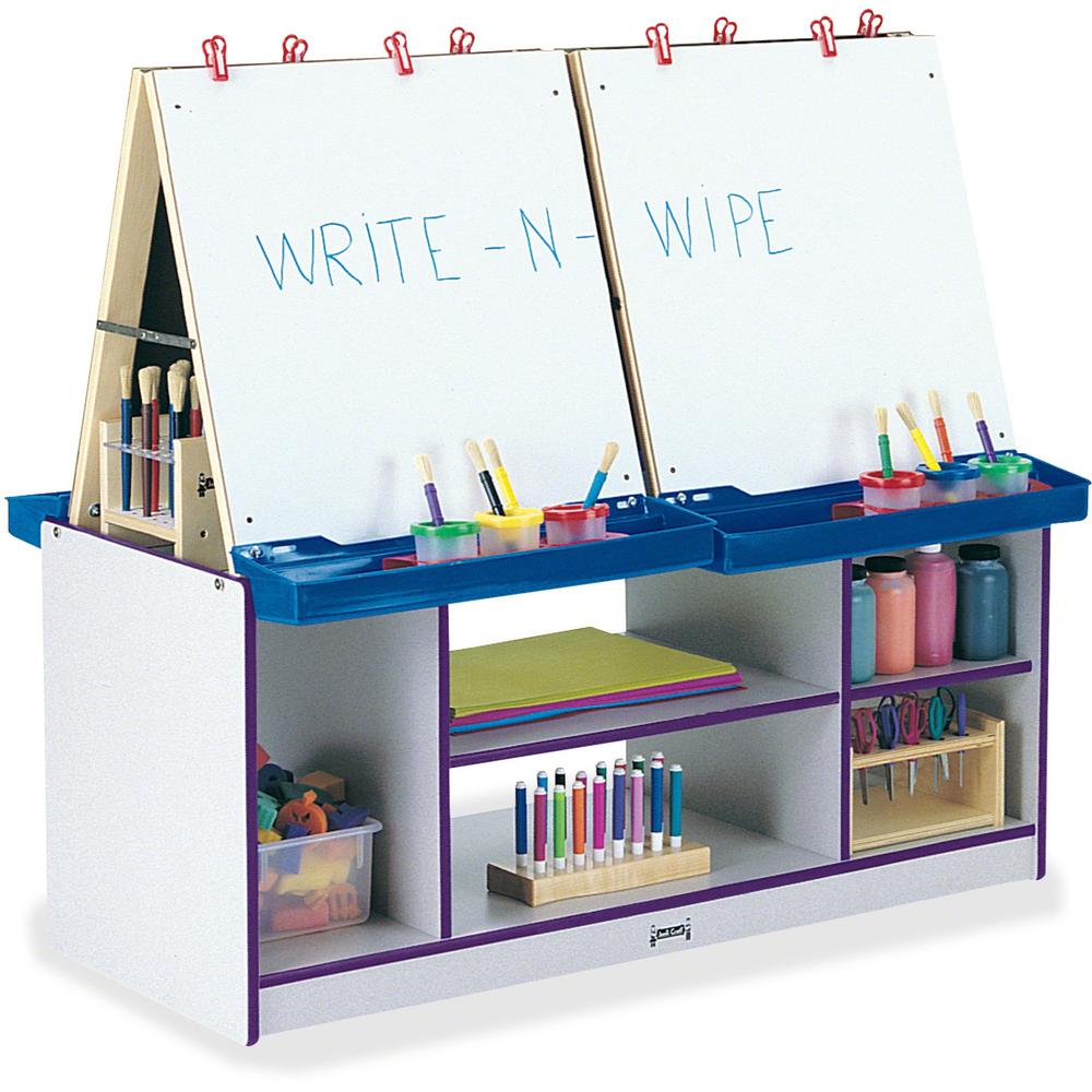 Jonti-Craft Rainbow Accents 4 Station Art Center - Freckled Gray, Purple Stand - Floor Standing - Assembly Required - 1 Each. Picture 1