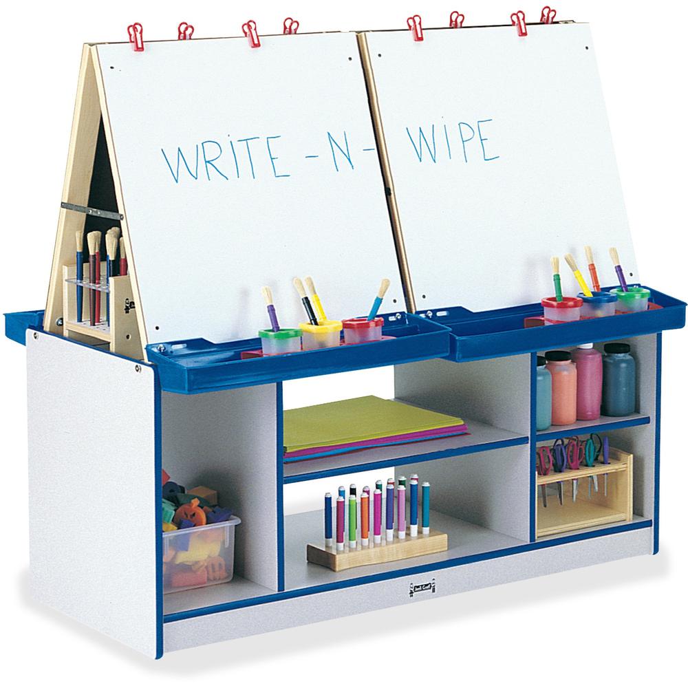 Jonti-Craft Rainbow Accents 4 Station Art Center - Freckled Gray, Blue Stand - Floor Standing - Assembly Required - 1 Each. Picture 1