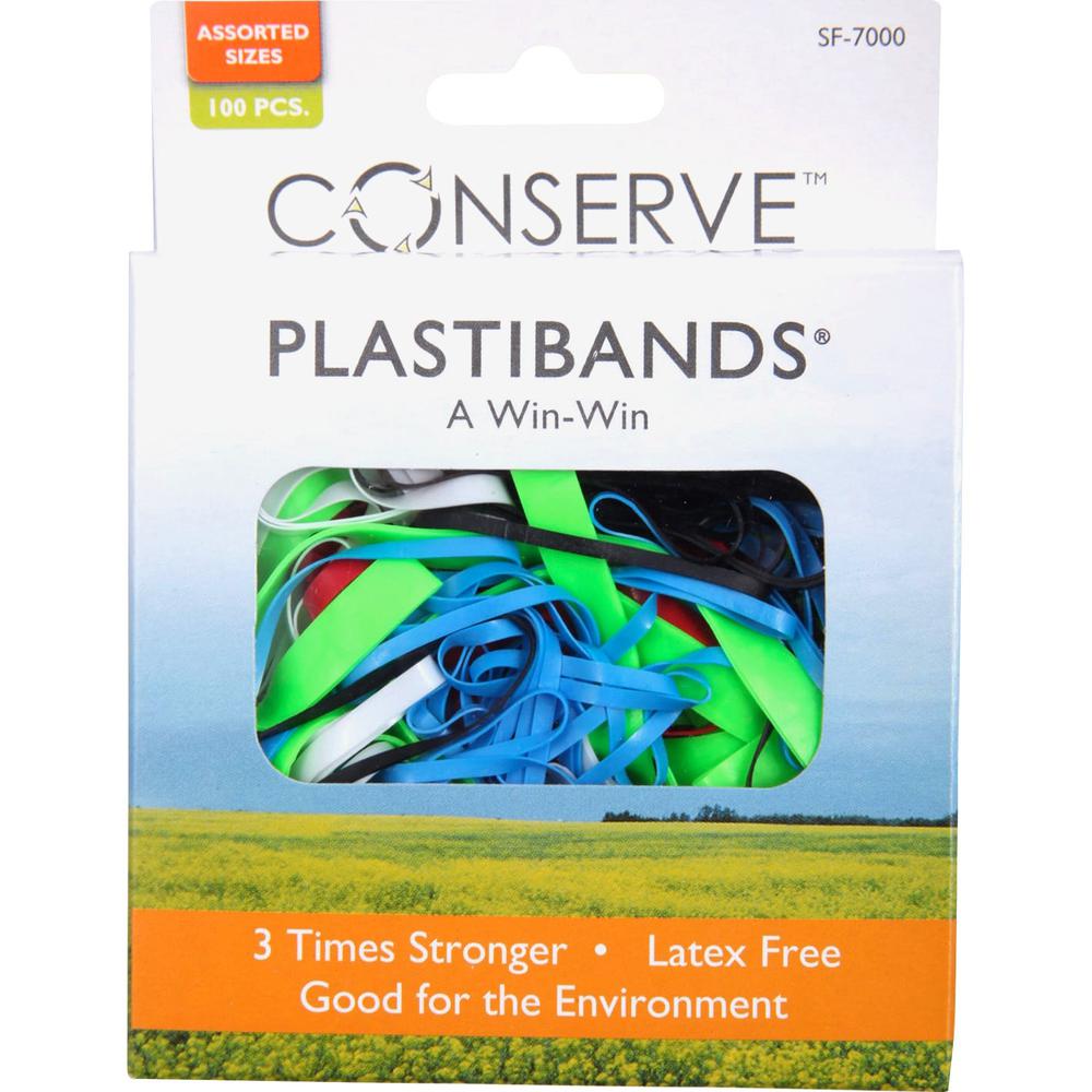 Conserve Plastibands - Latex-free, Archival-safe - 100 / Box - Polyurethane - Assorted. Picture 1