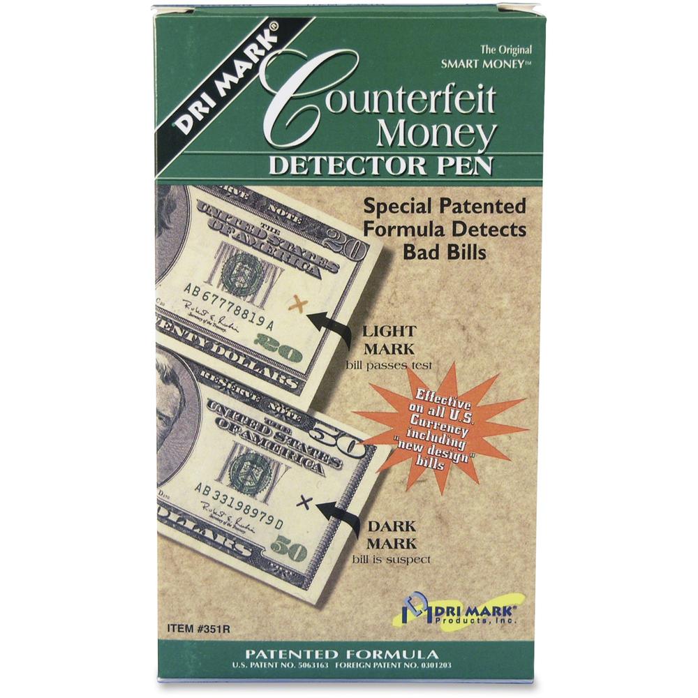 Dri Mark Smart Money Counterfeit Bill Detector Pen - Chemical - Black - 1 Dozen. Picture 1