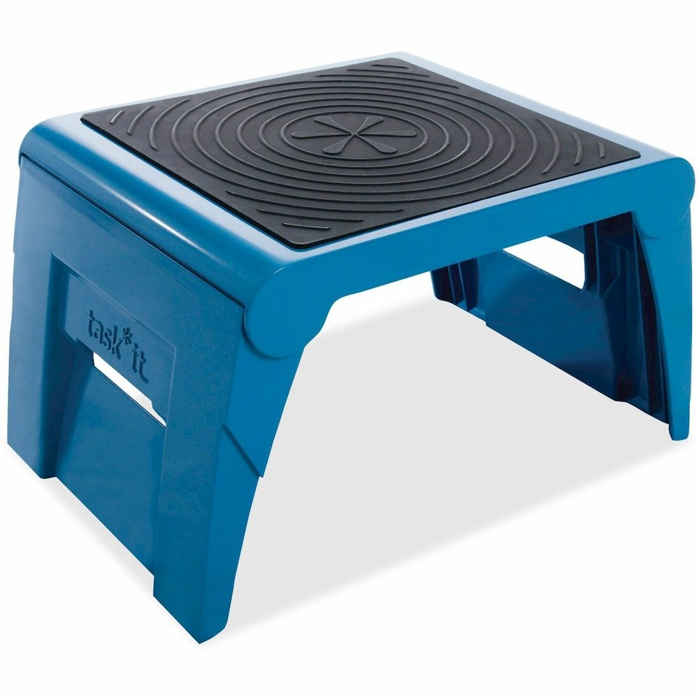 Cramer 1-Up™ Nonslip Folding Step Stool - 1 Step - 9.5" Length x 14.5" Width x 11.3" Depth - Blue. Picture 1