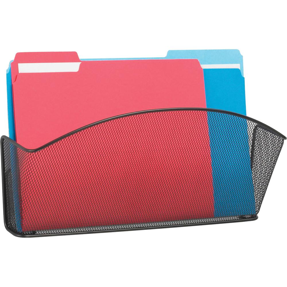 Safco Onyx Mesh Wall Pockets - 9" Height x 15" Width x 3" Depth - Black - Steel - 1 Each. Picture 1