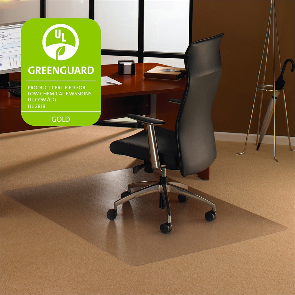 Cleartex Ultimat Rectangular Chair Mat, Polycarbonate, For Plush Pile Carpets (over 1/2"), Size 35" x 47". Picture 1