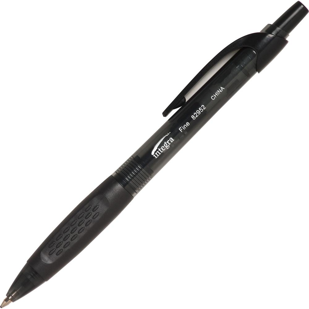 Integra 82952 Retractable Ballpoint Pens - Retractable - Black Ink - Black, Transparent Barrel - 1 Dozen. Picture 1