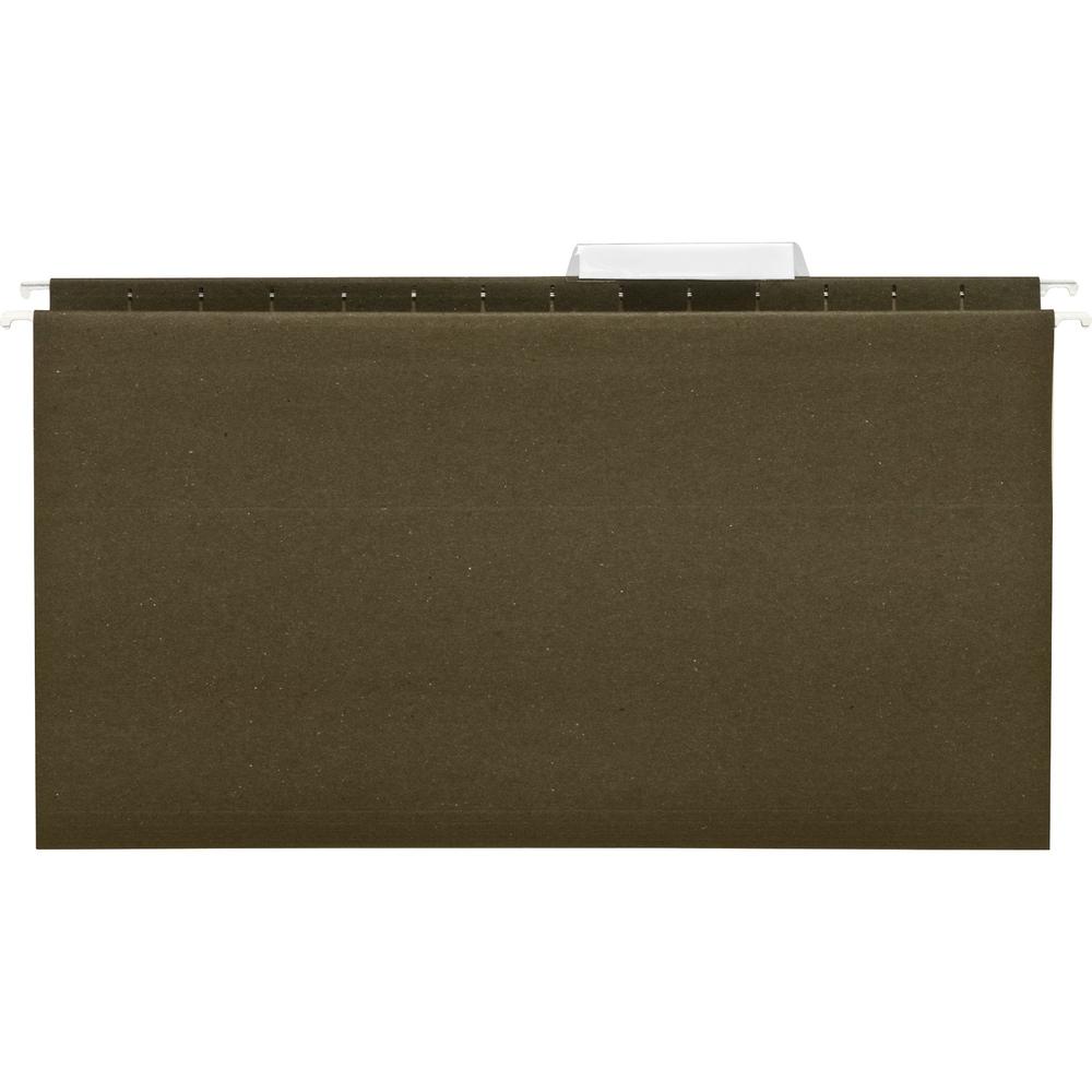Business Source 1/3 Tab Cut Legal Recycled Hanging Folder - 8 1/2" x 14" - 11 pt. - Poly - Green - 100% Recycled - 25 / Box. Picture 1