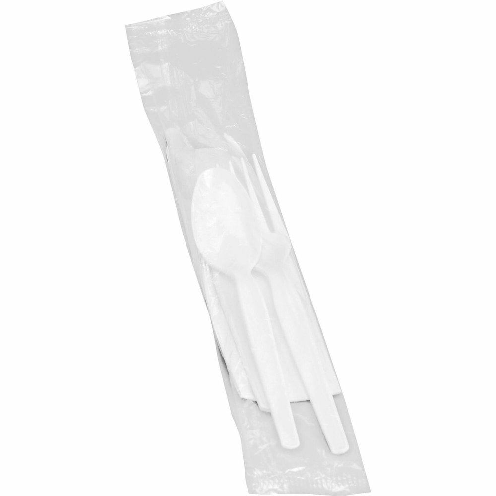 Genuine Joe 4-Piece Medium-Weight Utensil Kit - Disposable - White - 250 / Carton. Picture 1