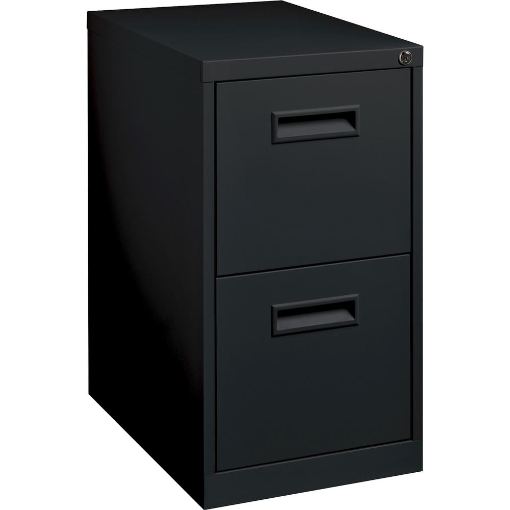 Lorell 22" File/File Mobile File Cabinet with Recessed Pull - 15" Width x 22.9" Depth x 28" Height - 2 x Drawer(s) for File - Letter - Security Lock, Ball-bearing Suspension - Black - Powder Coated - . Picture 1