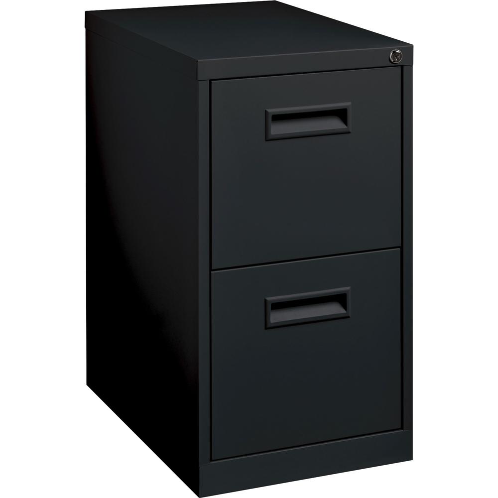 Lorell 19" File/File Mobile File Cabinet with Recessed Pull - 15" Width x 19" Depth x 28" Height - 2 x Drawer(s) for File - Letter - Locking Casters, Security Lock, Ball-bearing Suspension - Black - P. Picture 1