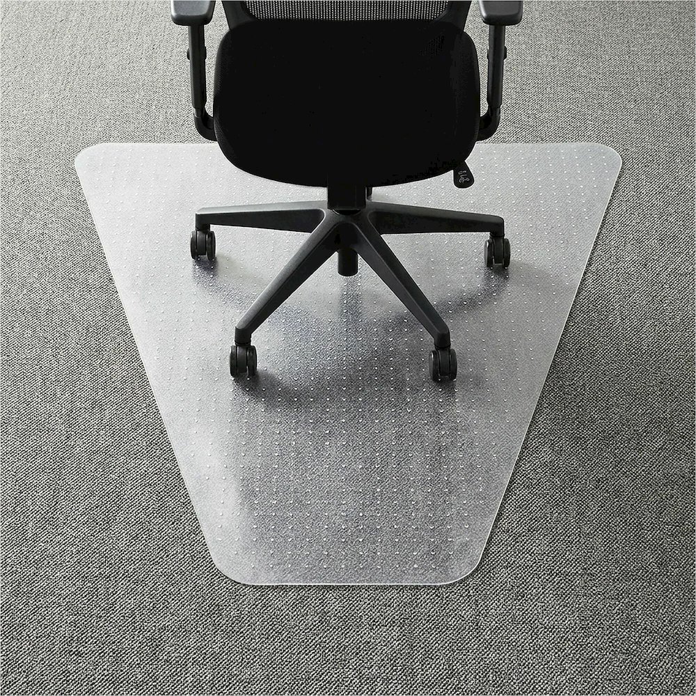 Lorell Corner Workstation Chair Mat for Medium-Pile Carpet - 48" x 60" - Carpeted Floor - 66" Length x 48" Width x 60" Depth x 0.085" Thickness - Lip Size 12" Length x 20" Width - Polycarbonate - Clea. Picture 1