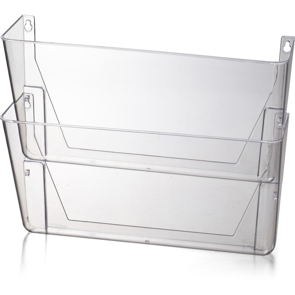 Officemate Mountable Wall File, Clear, 2PK - 10.6" Height x 13" Width x 4.1" Depth - Clear - Plastic - 2 / Box. Picture 1