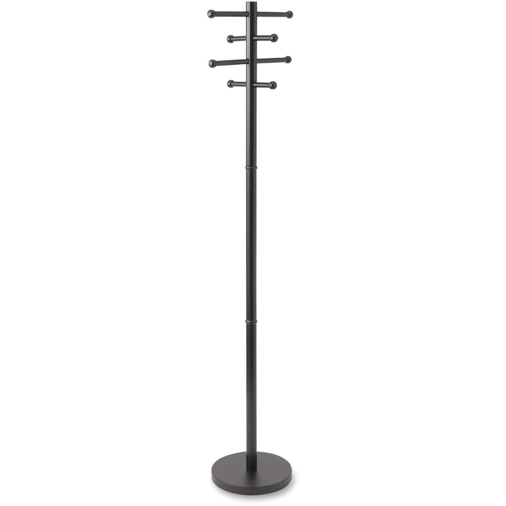 Advantus Wood Coat Tree - 8 Pegs - for Garment, Hat - Wood - Black - 1 Each. Picture 1