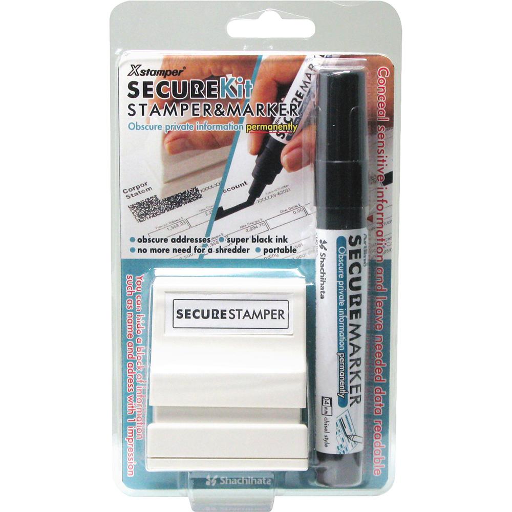 Xstamper Small Security Stamper Kit - 0.50" Impression Width x 1.69" Impression Length - Black - 1 / Pack. Picture 1
