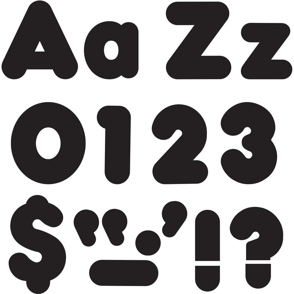 Trend Black 4" Casual Combo Ready Letters Set - Skill Learning: Number, Alphabet, Symbol - 20 x Number, 82 x Lowercase Letters, 50 x Uppercase Letters, 29 x Punctuation Marks Shape - Casual Style - Fa. Picture 1