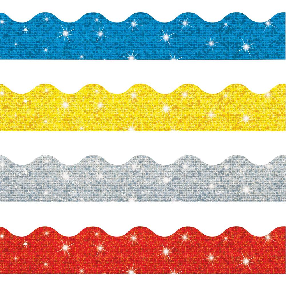 Trend Sparkle Terrific Trimmers Borders - 130 Shape - Blue, Silver, Yellow, Red - 1 / Set. Picture 1