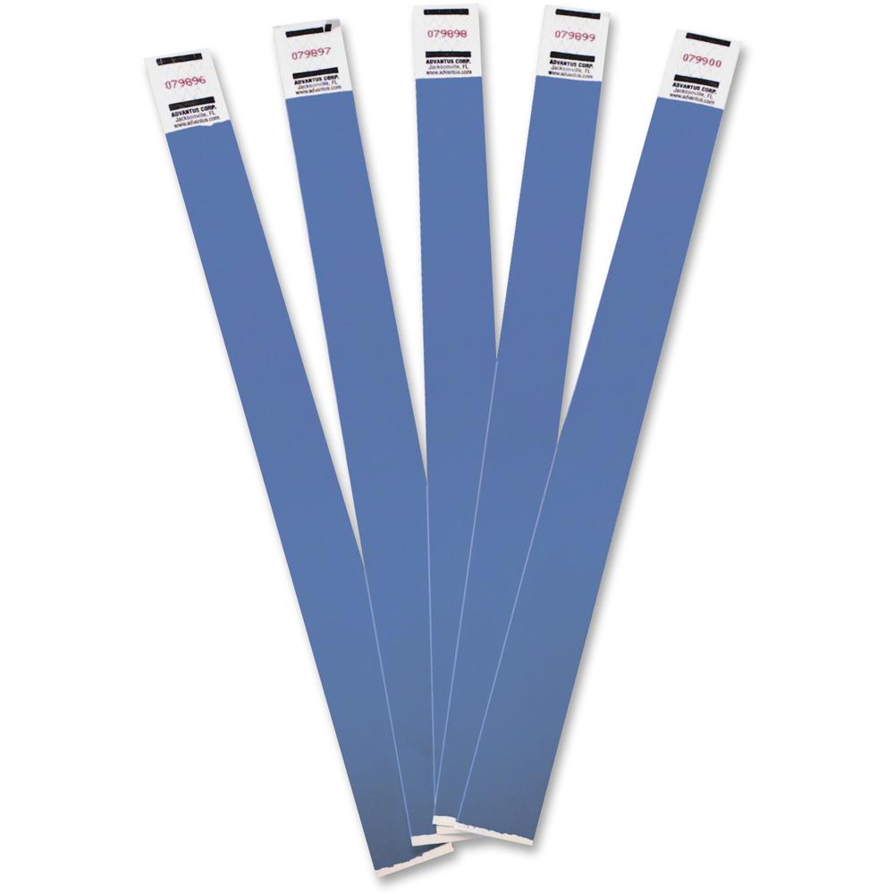 Advantus Tyvek&reg; Wristbands - 3/4" Width x 10" Length - Rectangle - Blue - Tyvek - 100 / Pack - Adhesive Closure. Picture 1