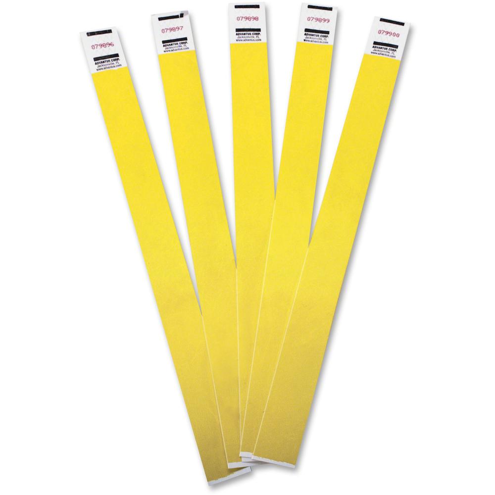Advantus Tyvek&reg; Wristbands - 3/4" Width x 9 3/4" Length - Yellow - Tyvek - 100 / Pack. Picture 1