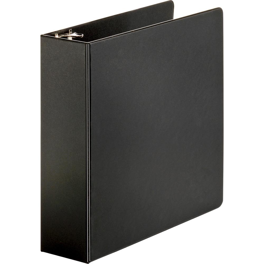 Business Source Basic Round-ring Binder - 3" Binder Capacity - Letter - 8 1/2" x 11" Sheet Size - 3 Ring - Fastener: Round Ring - Pocket: Inside Front & Back - Vinyl - Black - 1.20 lb - No - Exposed R. Picture 1