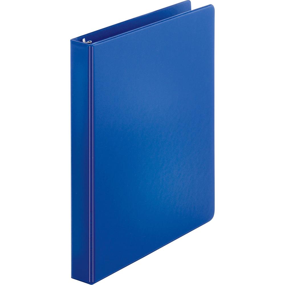 Business Source Basic Round-ring Binder - 1" Binder Capacity - Letter - 8 1/2" x 11" Sheet Size - 225 Sheet Capacity - 3 Ring - Fastener: Round Ring - Pocket: Inside Front & Back - Chipboard, Polyprop. Picture 1