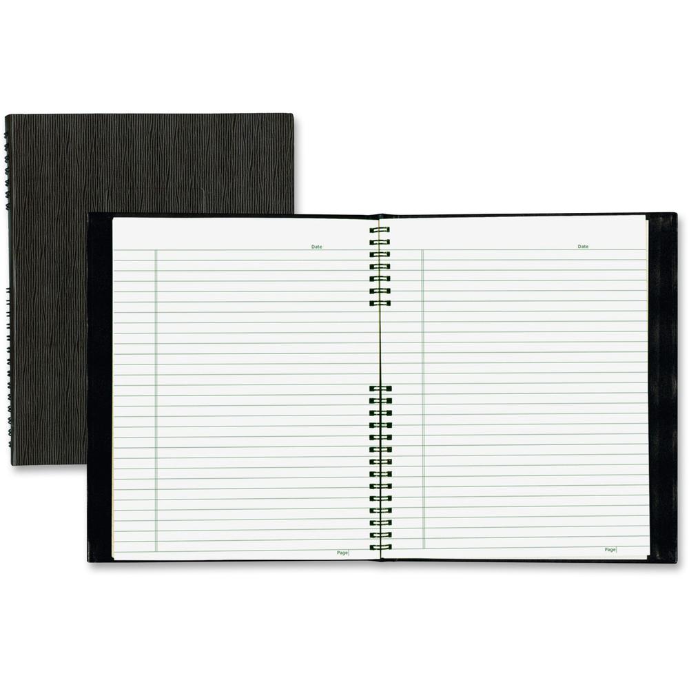 Blueline NotePro Hard Romanel Cover Notebook - Letter - 200 Sheets - Twin Wirebound - Ruled Margin - Letter - 8 1/2" x 11" - Black Cover - Pocket, Hard Cover, Index Sheet, Micro Perforated, Self-adhes. Picture 1