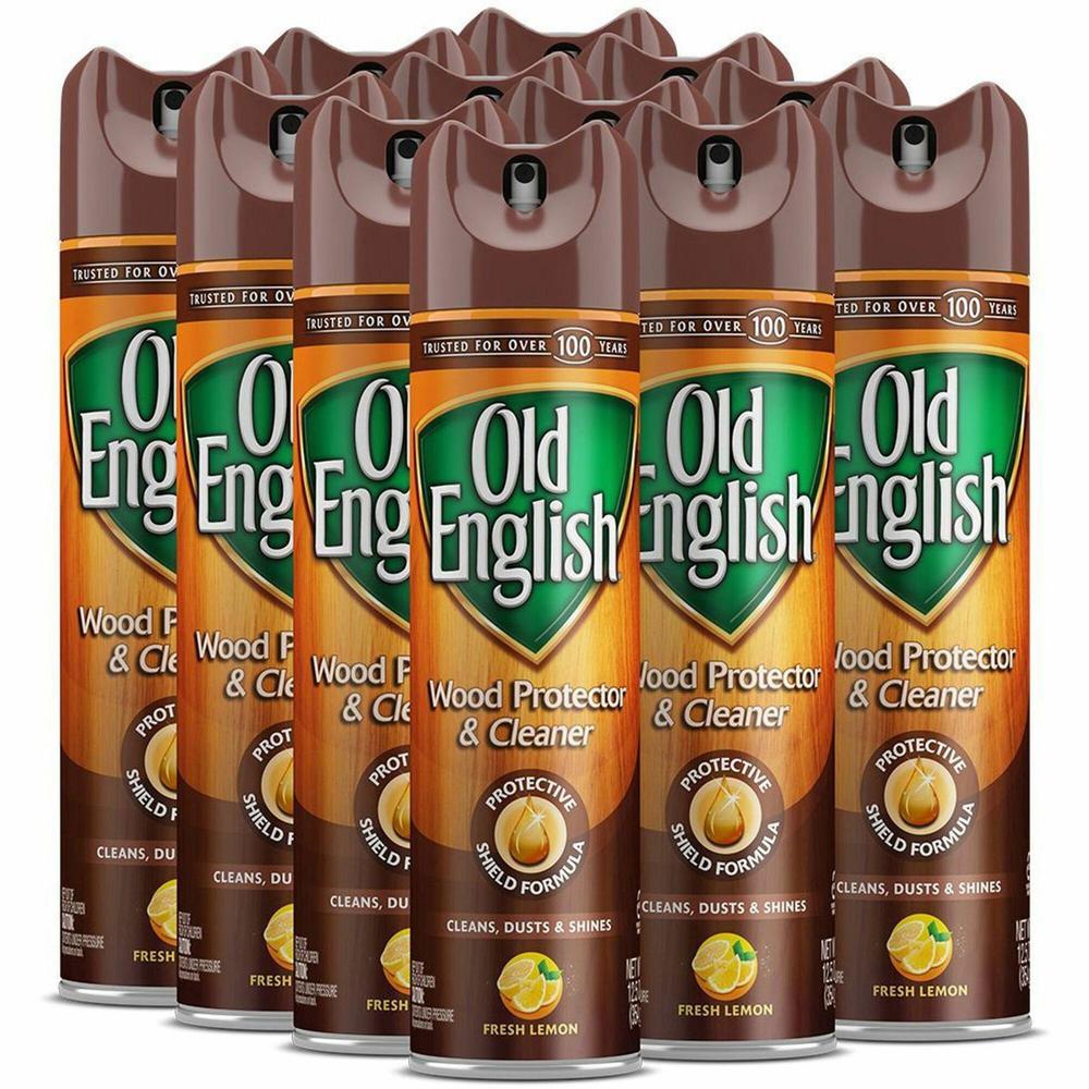 Old English Furniture Polish - For Wood - 12.50 oz (0.78 lb) - Lemon Scent - 12 / Carton - Dry Resistant, Crack Resistant, Wear Resistant, Tear Resistant, CFC-free - Brown. Picture 1