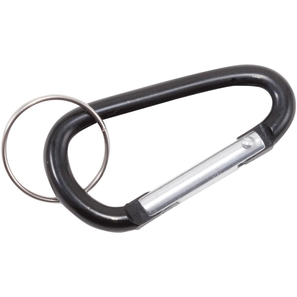 Advantus Split Key Ring Carabiner Key Ring - Aluminum - 10 / Pack - Black. Picture 1