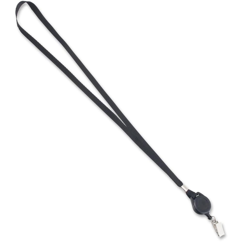 Advantus Retracting ID Reel Badge 36" Lanyard - 12 / Box - 36" Length - Black. Picture 1