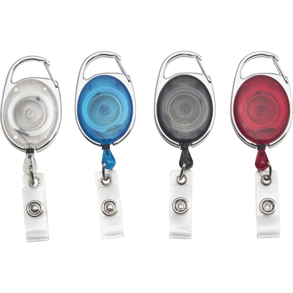Advantus Retractable Carabiner-Style ID Reel - Extendable, Retractable - 20 / Pack - Clear, Blue, Smoke, Red. Picture 1