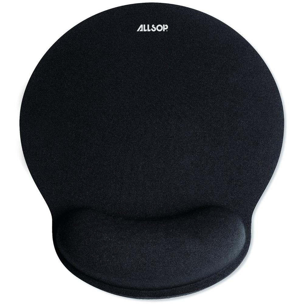 Allsop ComfortFoam Memory Foam Mouse Pad with Wrist Rest - 1" x 9" x 10" Dimension - Black - Memory Foam - Stress Resistant - 1 Pack - Mouse. Picture 1