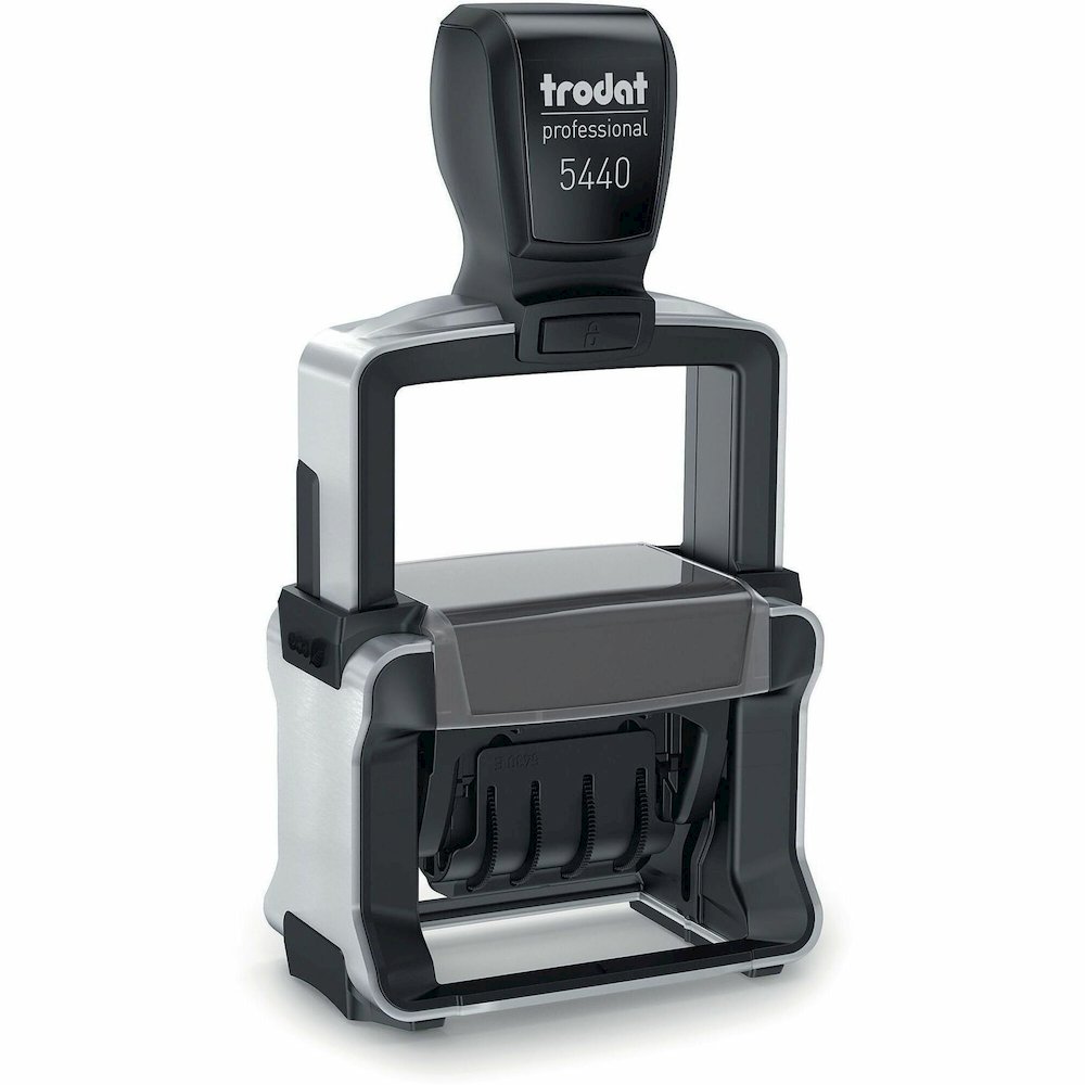 Trodat Professional 5-in-1 Date Stamp - Date Stamp - ENTERED, PAID, FAXED, RECEIVED - 10000 Impression(s) - Blue, Red - Recycled - 1 Each. Picture 1