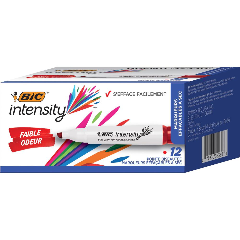 BIC Intensity Low Odor Dry Erase Markers - Red Ink - 1 Dozen. Picture 1