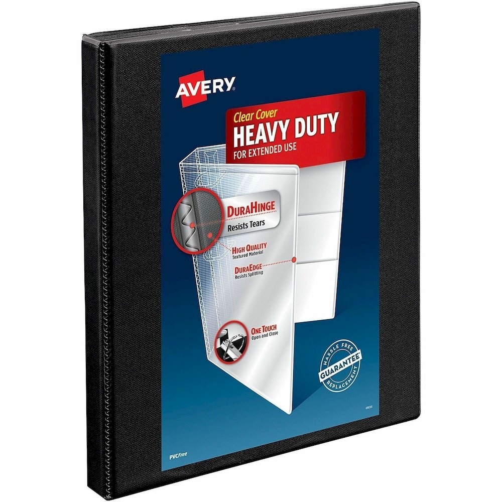 Avery Heavy-Duty View Binder, 0.5" Slant Rings, Black (05233) - Avery&reg; Nonstick Heavy-Duty View 3 Ring Binder, 0.5" Slant Rings, 1 Black Binder (05233). Picture 1