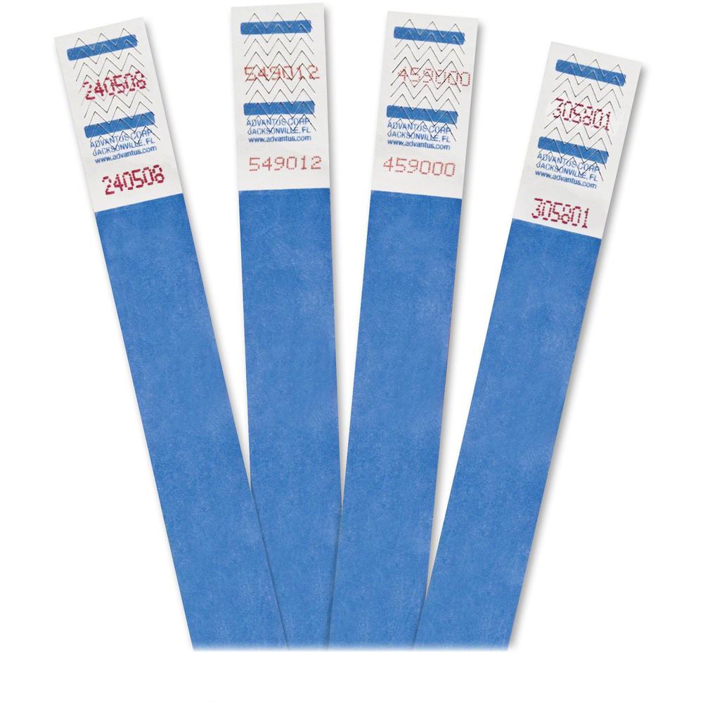 Advantus Tyvek Wristbands - 3/4" Width x 9 3/4" Length - Rectangle - Blue - Tyvek - 500 / Pack - Adhesive Closure. Picture 1