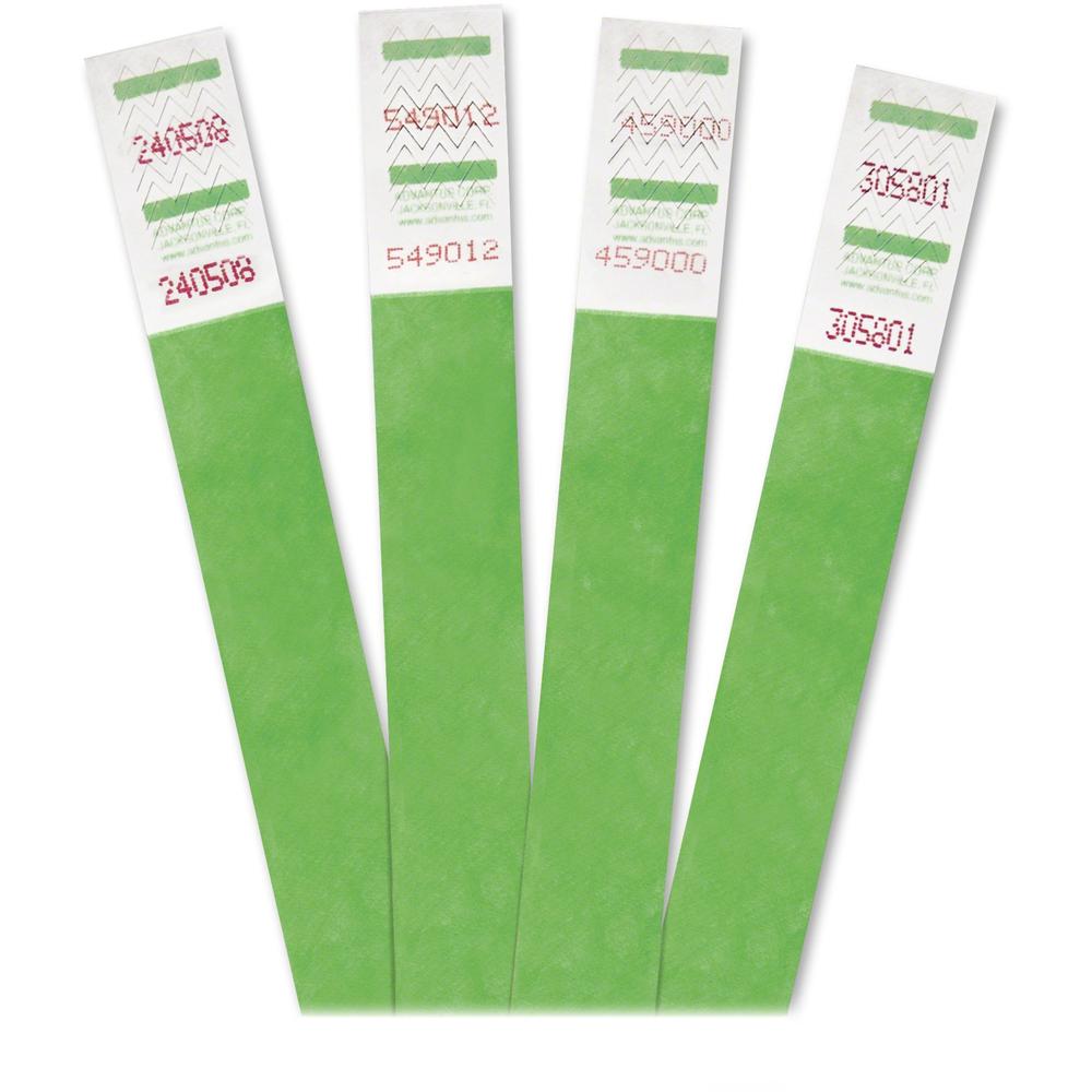 Advantus Tyvek Wristbands - 3/4" Width x 9 3/4" Length - Green - 500 / Pack. Picture 1