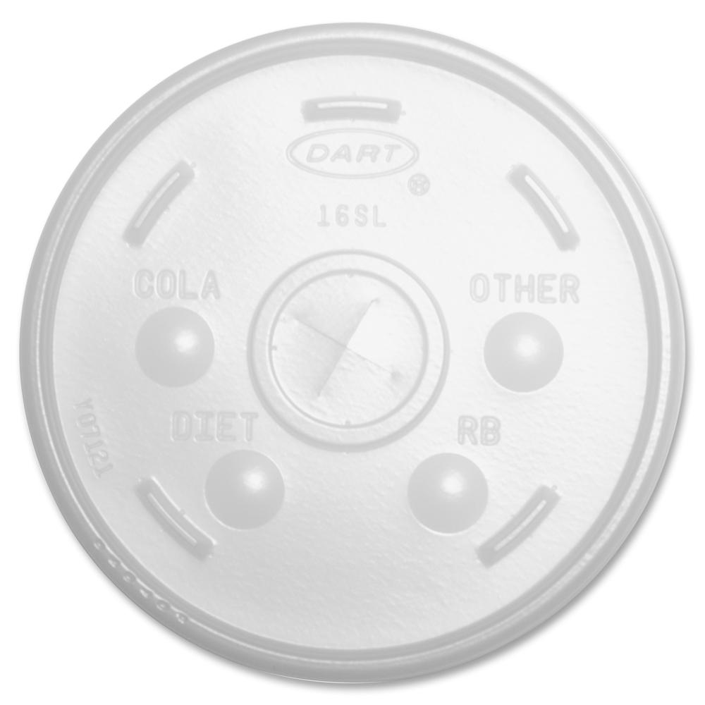 Dart Translucent Slotted Foam Cup Lids - 3.8" Diameter - High Impact Polystyrene (HIPS) - Translucent - 100 / Pack. Picture 1