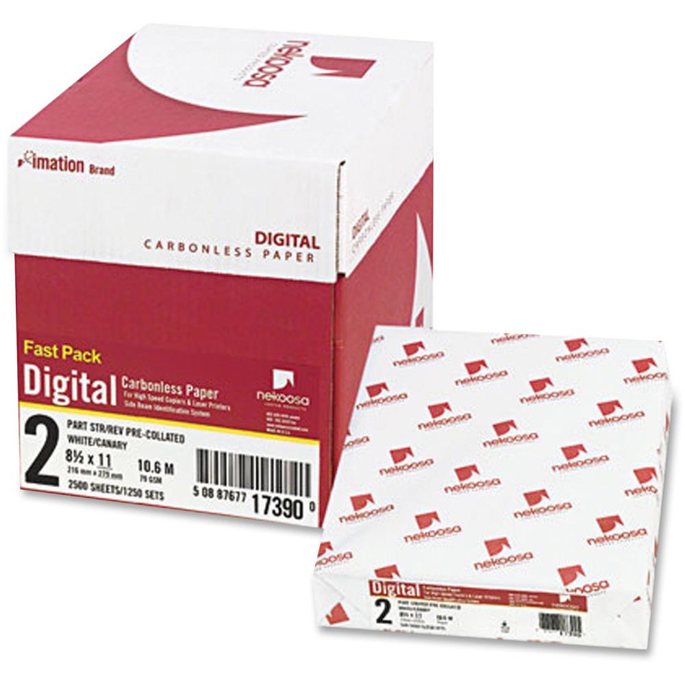 Nekoosa Fast Pack 2pt Digital Carbonless Paper - Letter - 8 1/2" x 11" - Smooth - Sustainable Forestry Initiative (SFI) - White, Yellow - 500 Sheets per Ream - 1 Carton. Picture 1