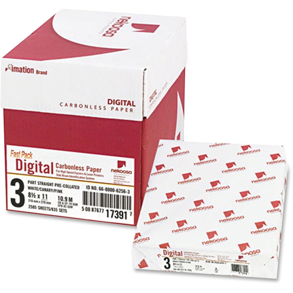 Nekoosa Fast Pack Digital Carbonless Paper - 92 Brightness - Letter - 8 1/2" x 11" - Sustainable Forestry Initiative (SFI) - Unpunched, Straight Sequence - White, Canary, Pink - 500 Sheets per Ream - . Picture 1