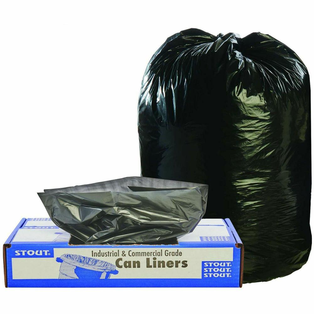 Stout Recycled Content Trash Bags - 45 gal/75 lb Capacity - 40" Width x 48" Length - 1.50 mil (38 Micron) Thickness - Brown - 100/Carton - Office, Industry, Home - Recycled. Picture 1