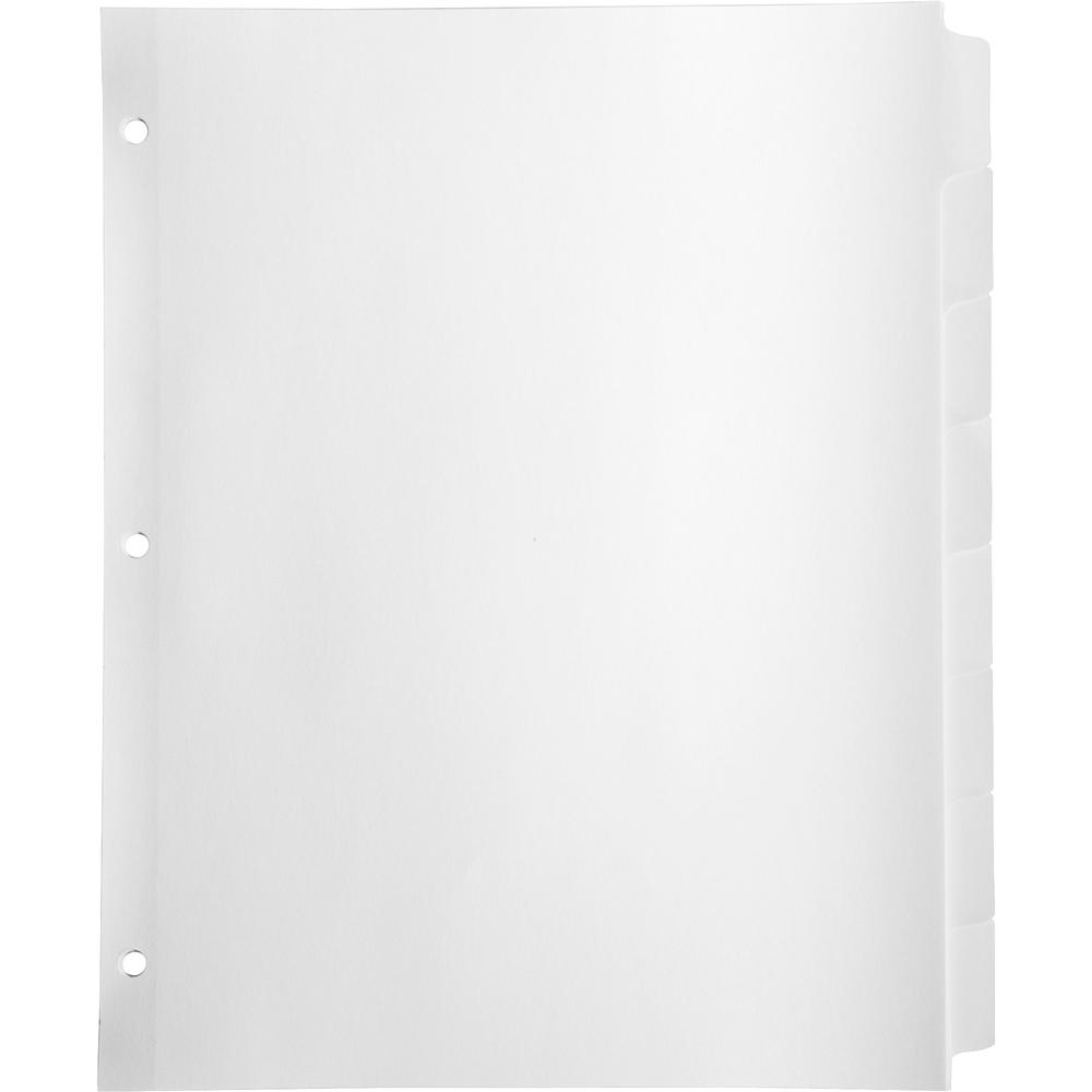 Business Source Reinforced Hole Punched Indexes - 8 Write-on Tab(s) - 8 Tab(s)/Set - 3 Hole Punched - White Divider - White Tab(s) - 100% Yes - Non-laminated, Mylar Reinforcement - 1 Box. Picture 1