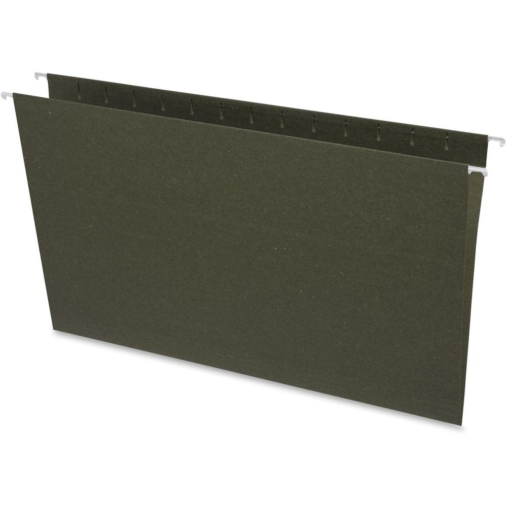 Business Source Legal Recycled Hanging Folder - 8 1/2" x 14" - 11 pt. - Green - 100% Recycled - 25 / Box. Picture 1